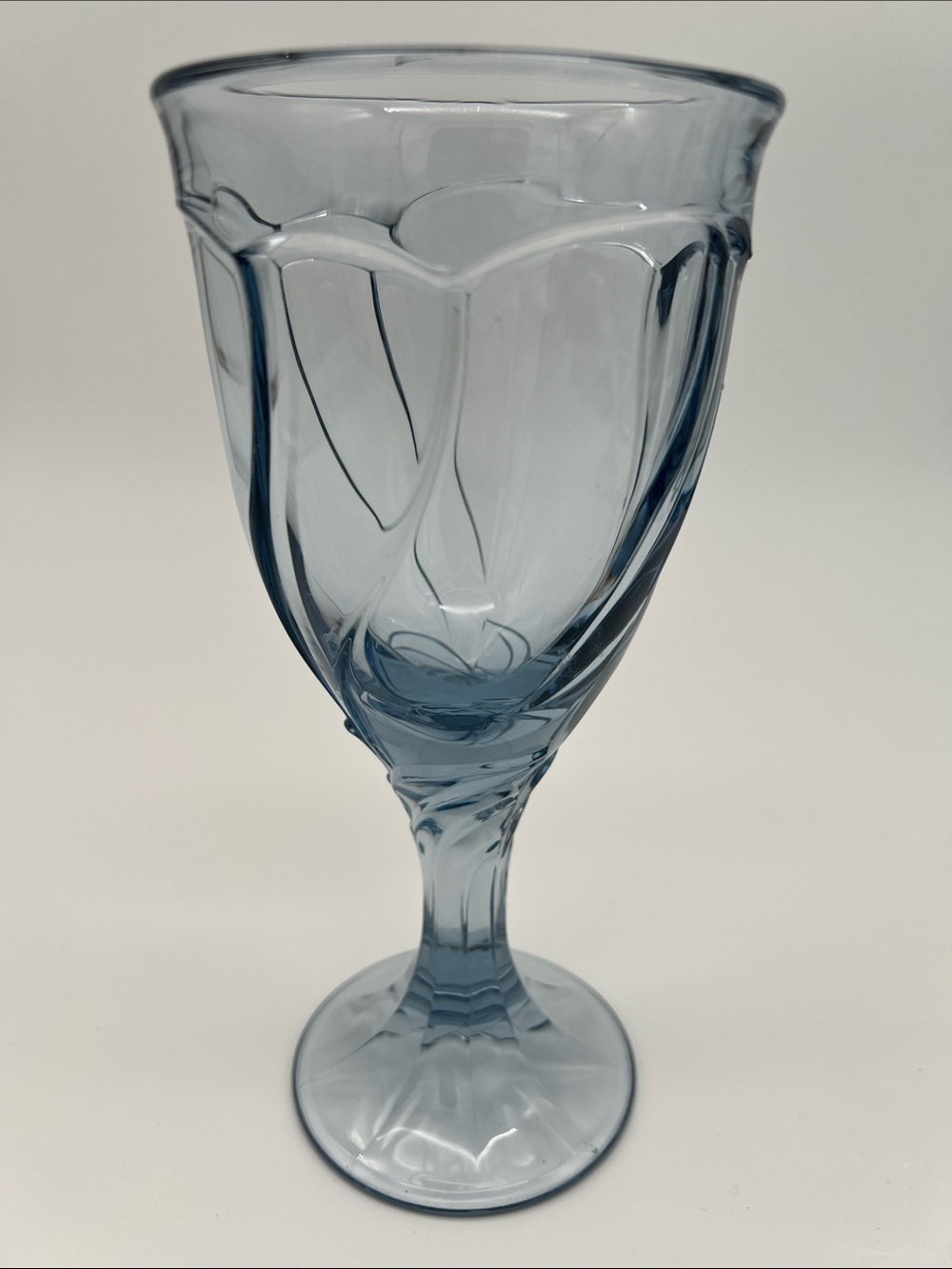 Noritake Vintage Sweet Swirl Light Blue Glass Wine Water Goblets (Set of 6)